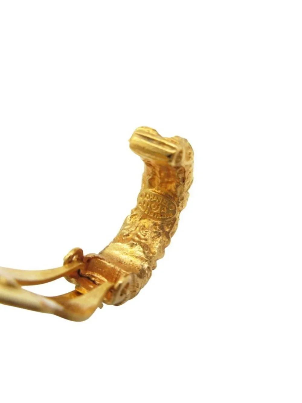 Chanel Earrings Vintage CC Logo Plate Gold